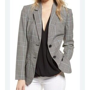 Chelsea 28 Chelsea28 NWT Black & Blue Herringbone Check Blazer Jacket Size L